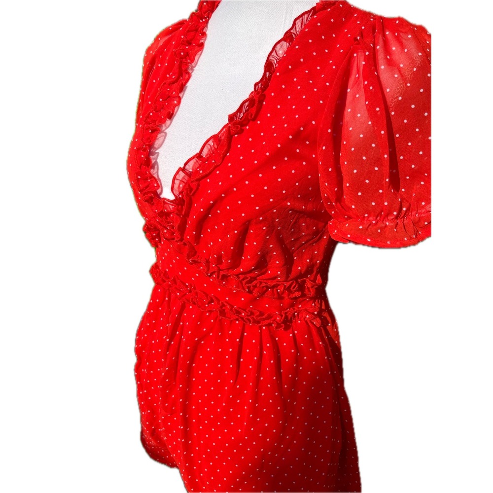 Altar'd State Bowie Romper Women's Sz Medium Red Polka Dot Ruffle - Picture 6 of 8